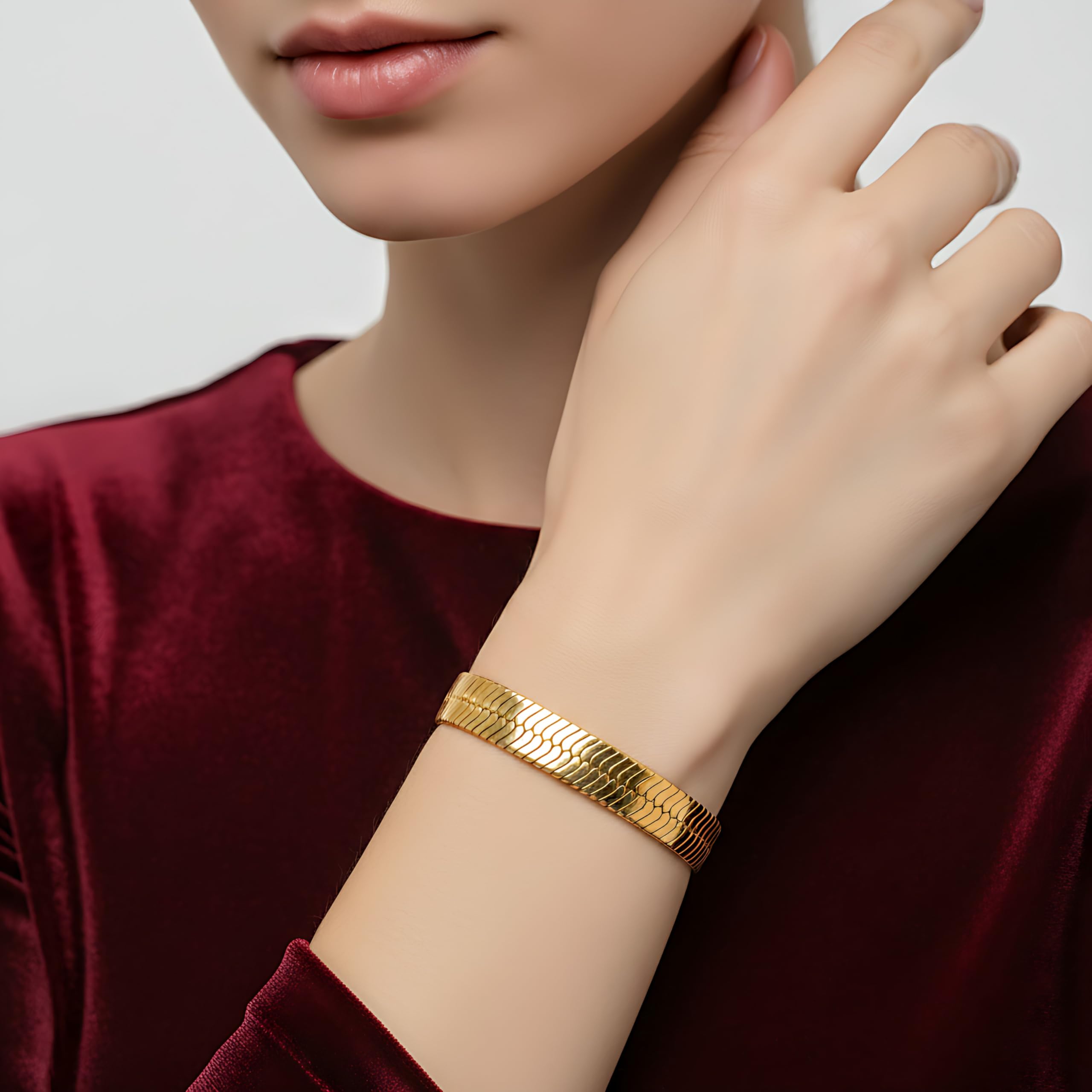 LIFETIME JEWELRY Luxury 24k Real Gold Plated Bracelet Herringbone Bracelet Women Bracelet or Mens Bracelet (7, 11mm)