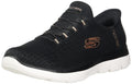 Skechers Women's Hands Free Slip-ins Summits Classy Night Sneaker, Black Rose Gold, 7