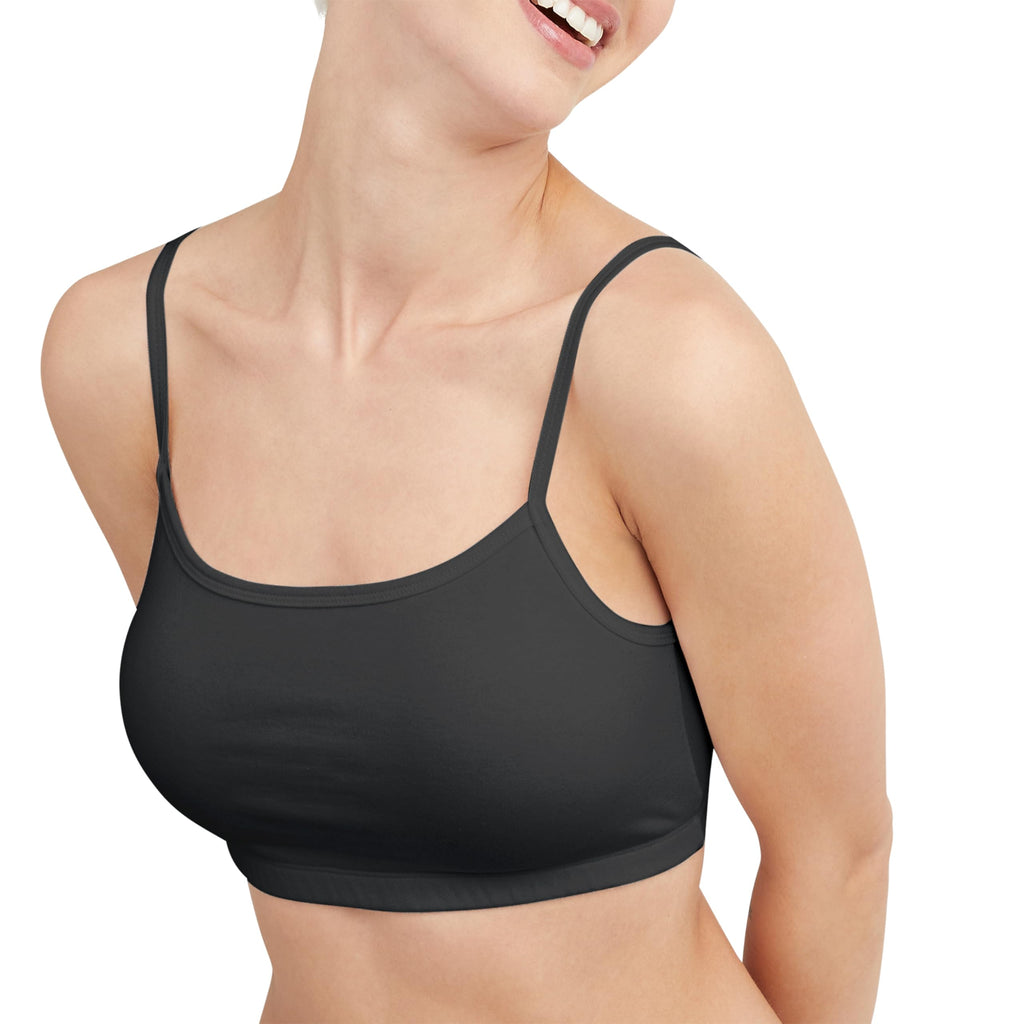 Hanes womens Comfortflex Fit Bralette Pack, Stretch Cotton Low-impact Bra, Moisture-wicking Cotton Bralette, 3-pa Bra, 3-pack - String Crop Black/Spiced Fig/Terra Red, Large US
