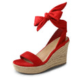 DREAM PAIRS Womens Open Toe Espadrilles Wedges Tie Lace Up Cute Ankle Strap Platform Sandals Dressy Shoes,Size 11,Red,SDPW2301W