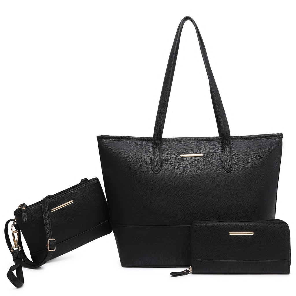 VANSARTO Fashion Handbags Wallet and Purses for Women Large Work Tote Bag Top Handle Satchel Shoulder Bag 3pcs Hobo Purse Set, Black