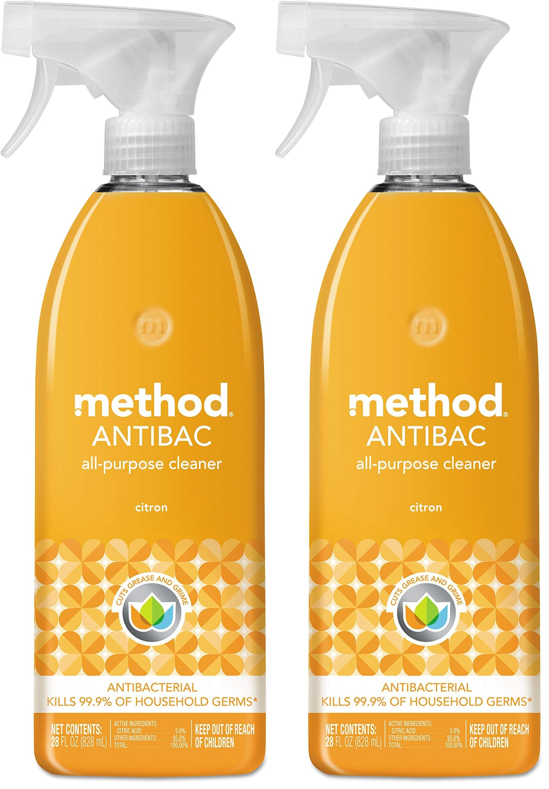 Method Antibacterial All-Purpose Cleaner Spray, Citron, Kills 99.9% of Household Germs, 28 Fl Oz (Pack of 2)