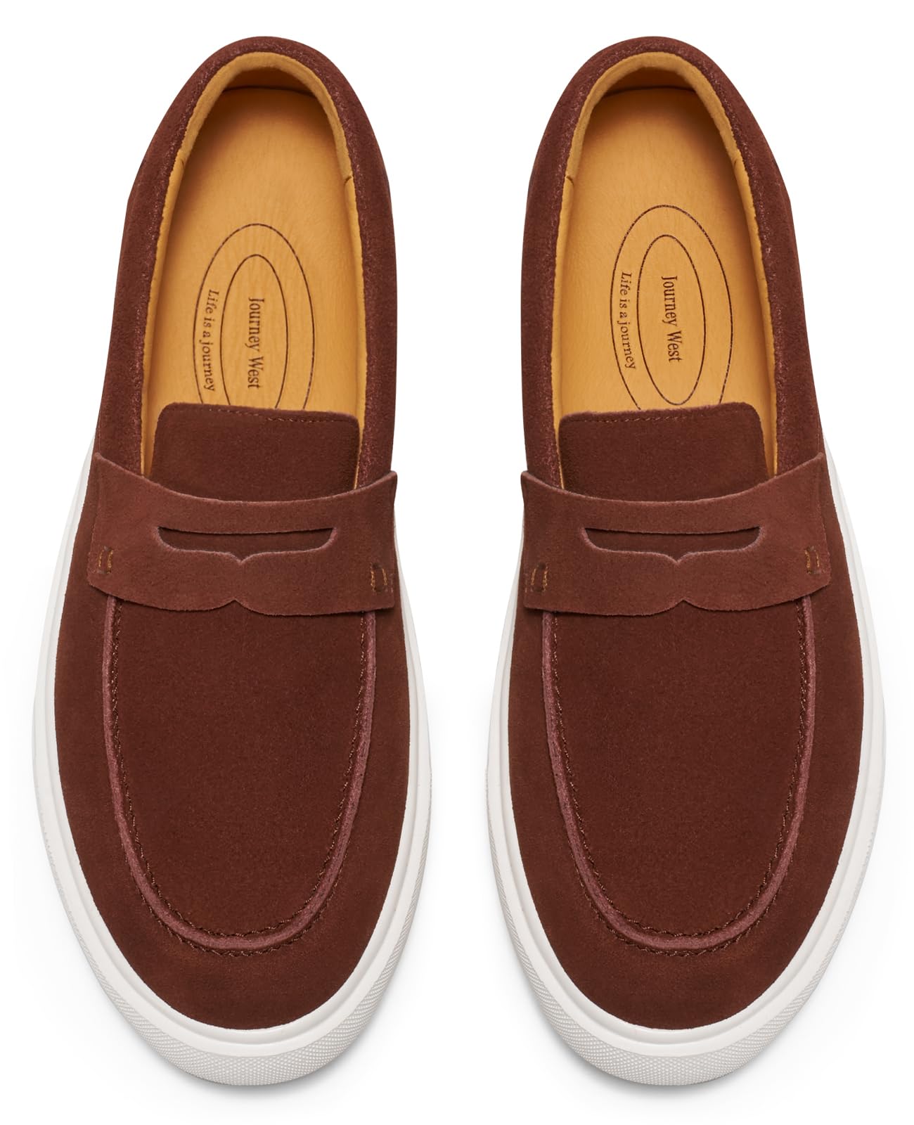 Journey West Suede Slip-on Penny Loafers Sneakers Shoes for Men Brown US 10
