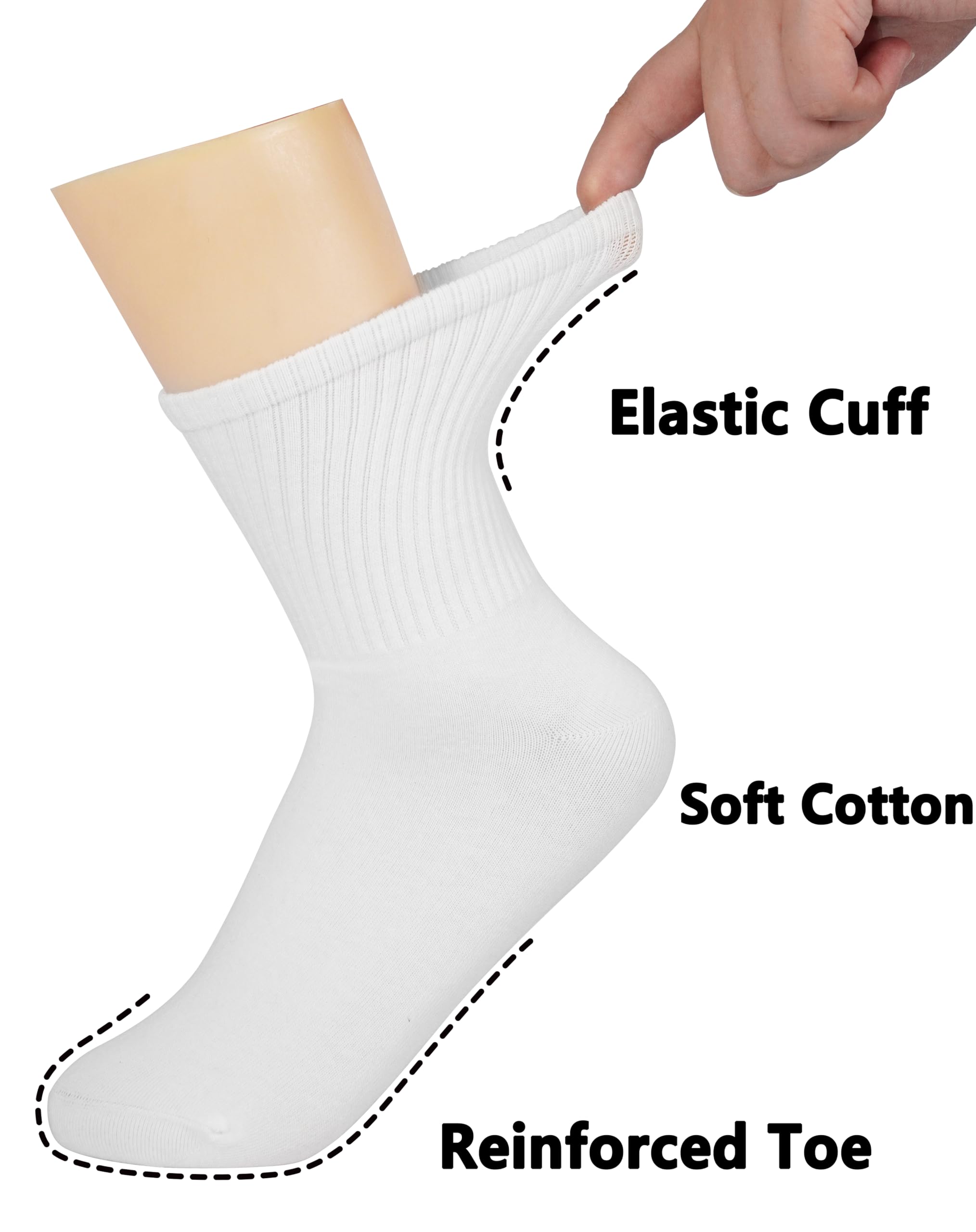BomKinta Women Casual Calf Socks - Cute Cotton Crew Socks - Soft Above Ankle Sock Gifts 6 Pairs All White Size 5-10