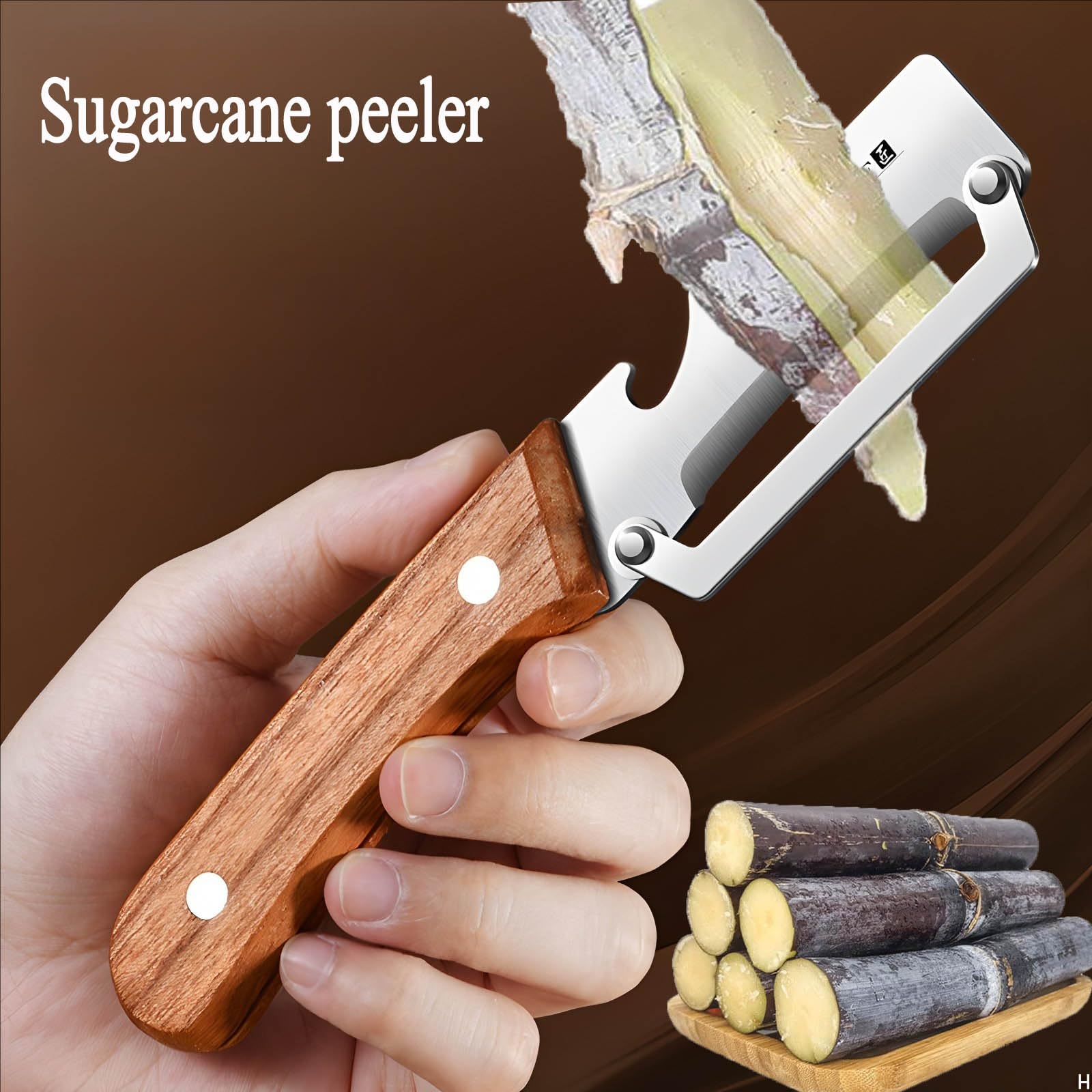 ANMIOU Premium Vegetable Peeler with Wooden Handle and Bottle Opener Stainless Steel Blade Kitchen Tool for Fruit Apple Potato Pumpkin Papaya Zucchini