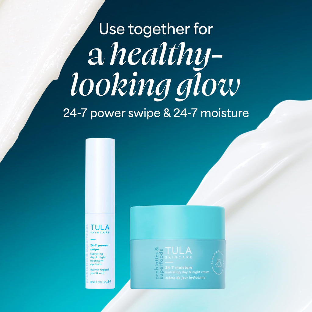 TULA Skin Care 24-7 Power Swipe Hydrating Eye Balm - Dark Circle Treatment, Instant Brightening, Portable - 0.23oz