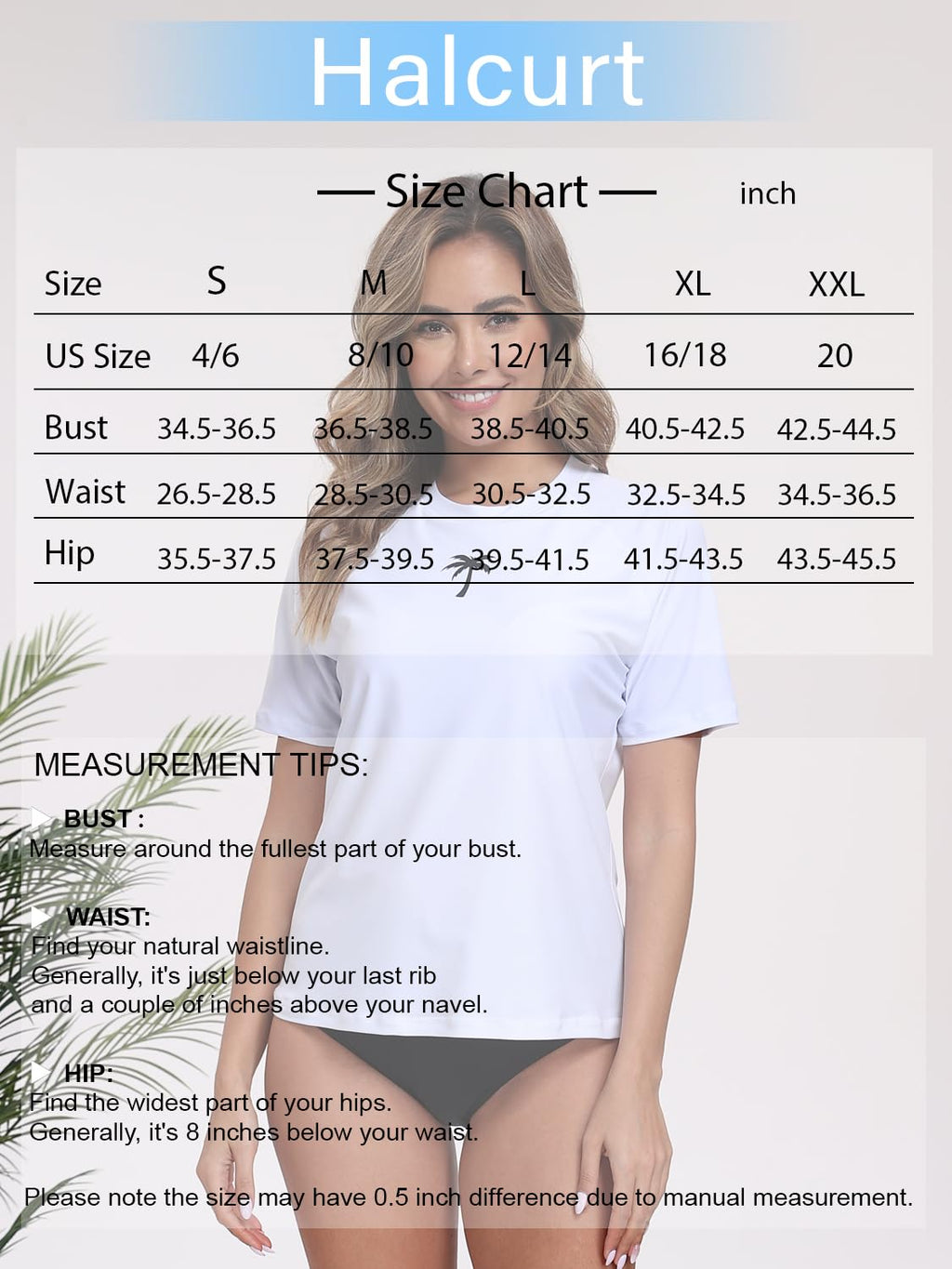 Halcurt Women's Short Sleeve Rash Guard Swimsuit Top with Built in Bra Swim Shirt UPF50+ Quick Dry Bathing Suit White M