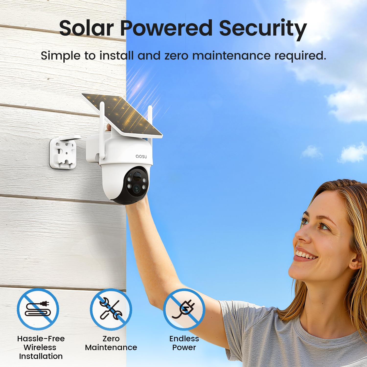 aosu Security Cameras Wireless Outdoor, 6-Cam Kit, No Subscription, aosuBase Expandable to 1TB (32GB Built-in), 5MP Solar Camera Wireless Outdoor, 360° Pan & Tilt, Human Auto Tracking, Easy Setup