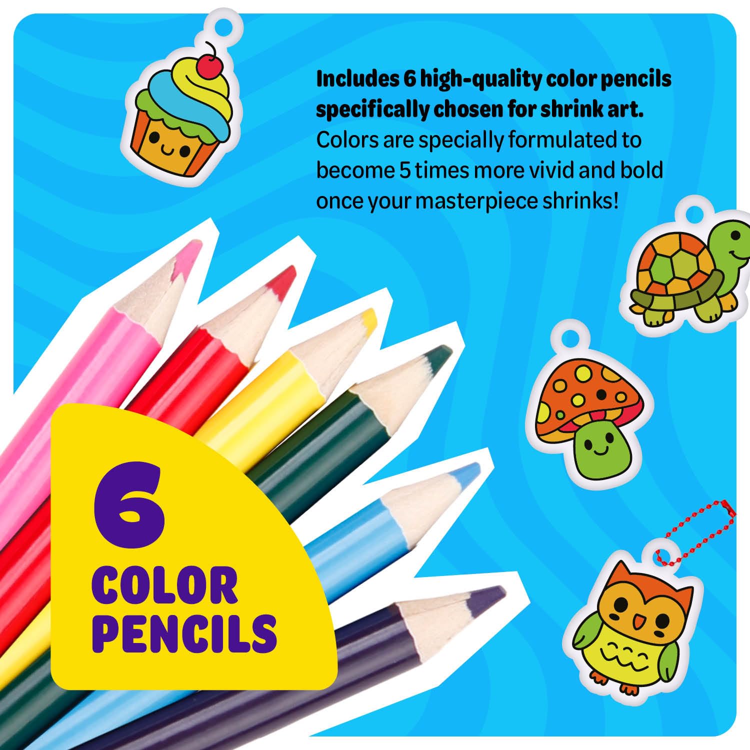 Dan&Darci Shrink Art Craft Kit for Girls and Boys Ages 6-12 - Shrink Magic Charm Making Kit with 30 Pre-Cut Shrink Plastic Templates - Kids Craft Birthday Gift for 7 8 9 10 Year Olds