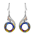 Kate Lynn "Rise From the Ashes" Phoenix Earrings, Sterling Silver Dangle Earrings with Crystals from Austria, Birthday Gift with Jewelry Box, Symbol of Luck and Renewal (Sterling Silver Volcano)