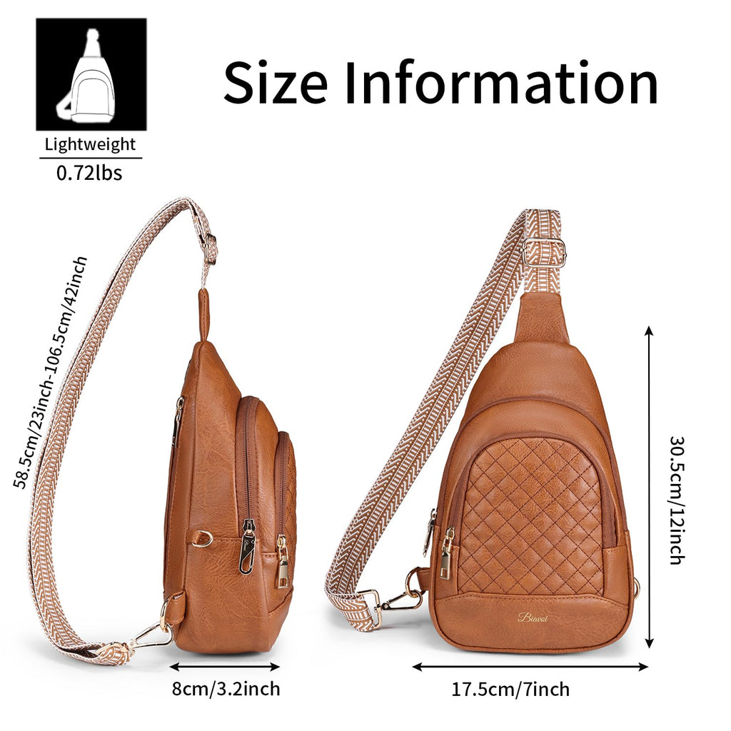 BIAVOI Crossbody Bags for Women Anti Theft Small Sling Handbag with Zipper Lock Vegan Leather RFID Blocking Chest Pure (brown)