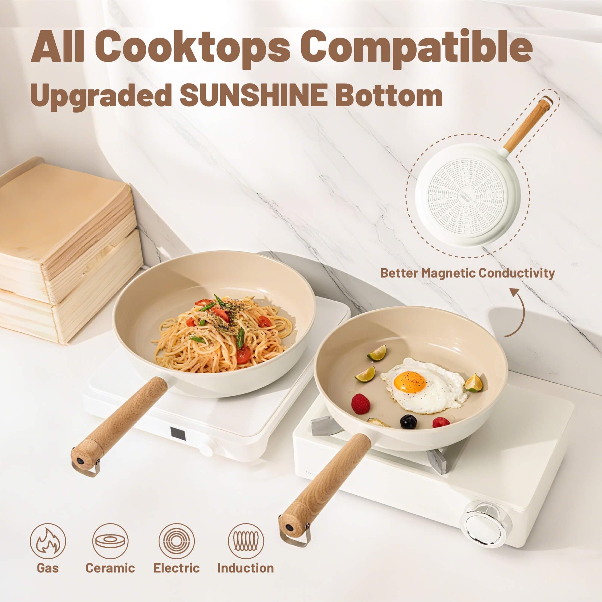 SENSARTE Ceramic Nonstick Cookware Set, Non-toxic Healthy Pots and Pans Set Ceramic Coated Kitchen Cooking Set, Free of Intentionally Added PFAS/PTFE, Dishwasher&Oven Safe Induction Compatible, 13pcs