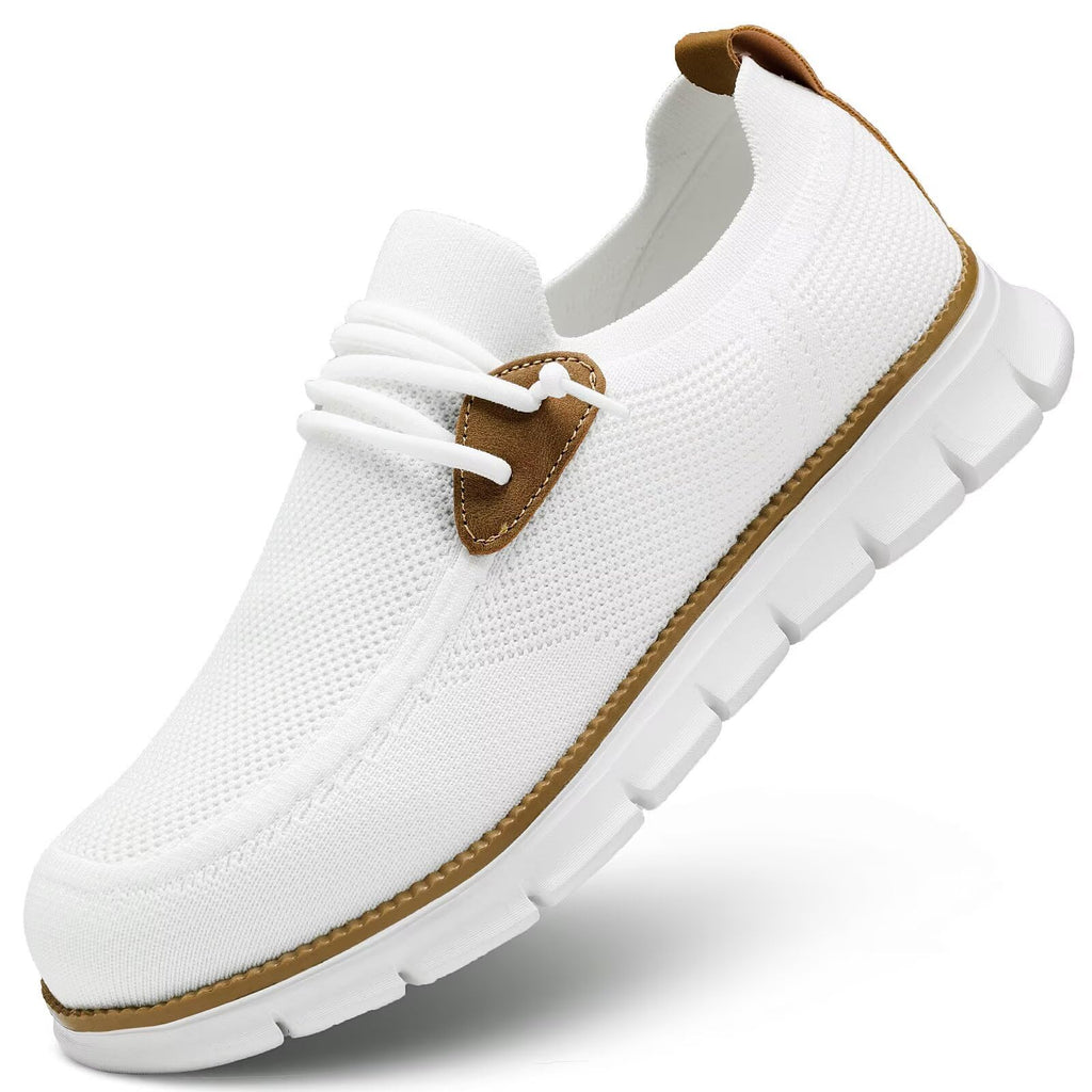 Mens Casual Loafers Shoes Slip On Fashion Walking Dress Sneakers Business Oxfords Work Lightweight Soft Sole Zapatos All/White