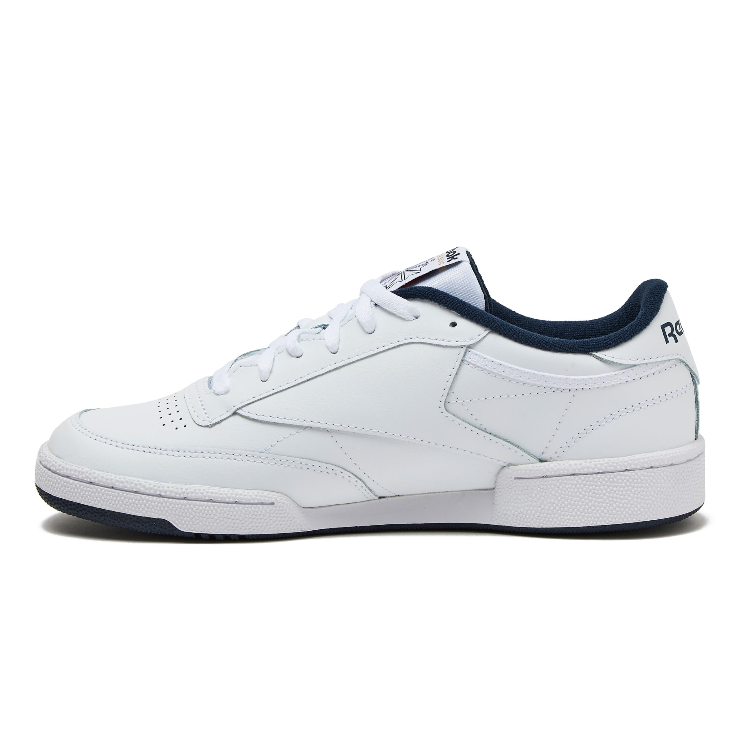 Reebok Club C 85 Mens Tennis Shoes, Casual Fashion White Sneakers for Men, Int-White/Navy, 14