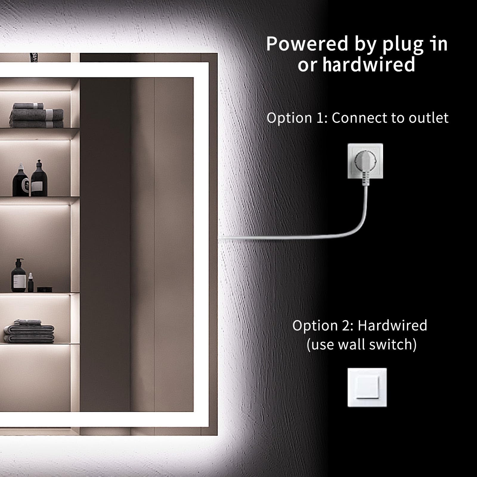 LOAAO 24X32 LED Bathroom Mirror with Lights, Anti-Fog, Dimmable, Backlit + Front Lit, Lighted Bathroom Vanity Mirror for Wall, Memory Function, Tempered Glass, Shatter-Proof, ETL Listed