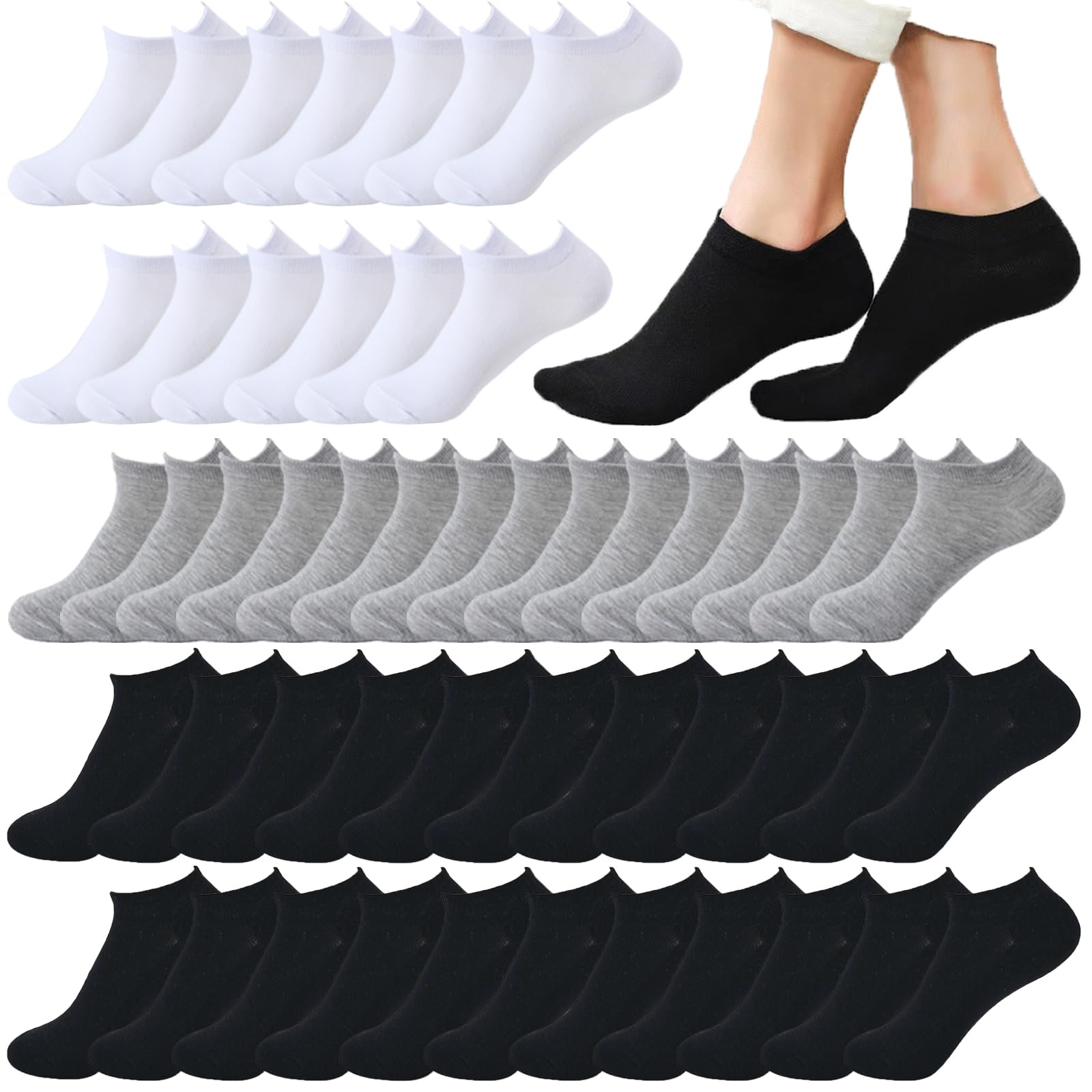 20 Pairs Low Cut Ankle Socks for Women No Show Casual Socks Breathable Athletic Socks Bulk for Sport (US, Alpha, One Size, Regular, Regular, Multicolor)