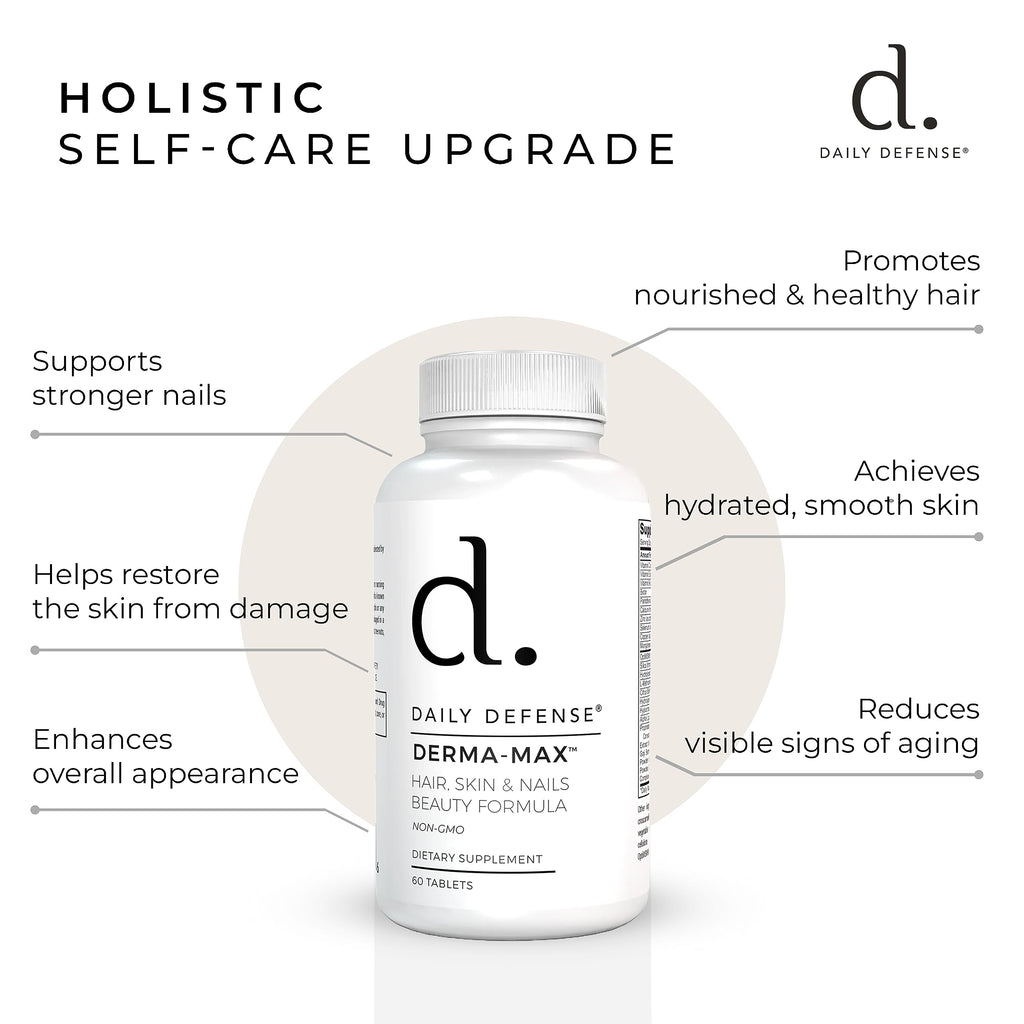 Daily Defense Collagen Supplements for Women - Hair Skin and Nails Vitamins with Biotin and Collagen, Calcium & More for Healthy Hair, Healthy Nails & Healthy Skin - Hair Vitamins for Men & Women