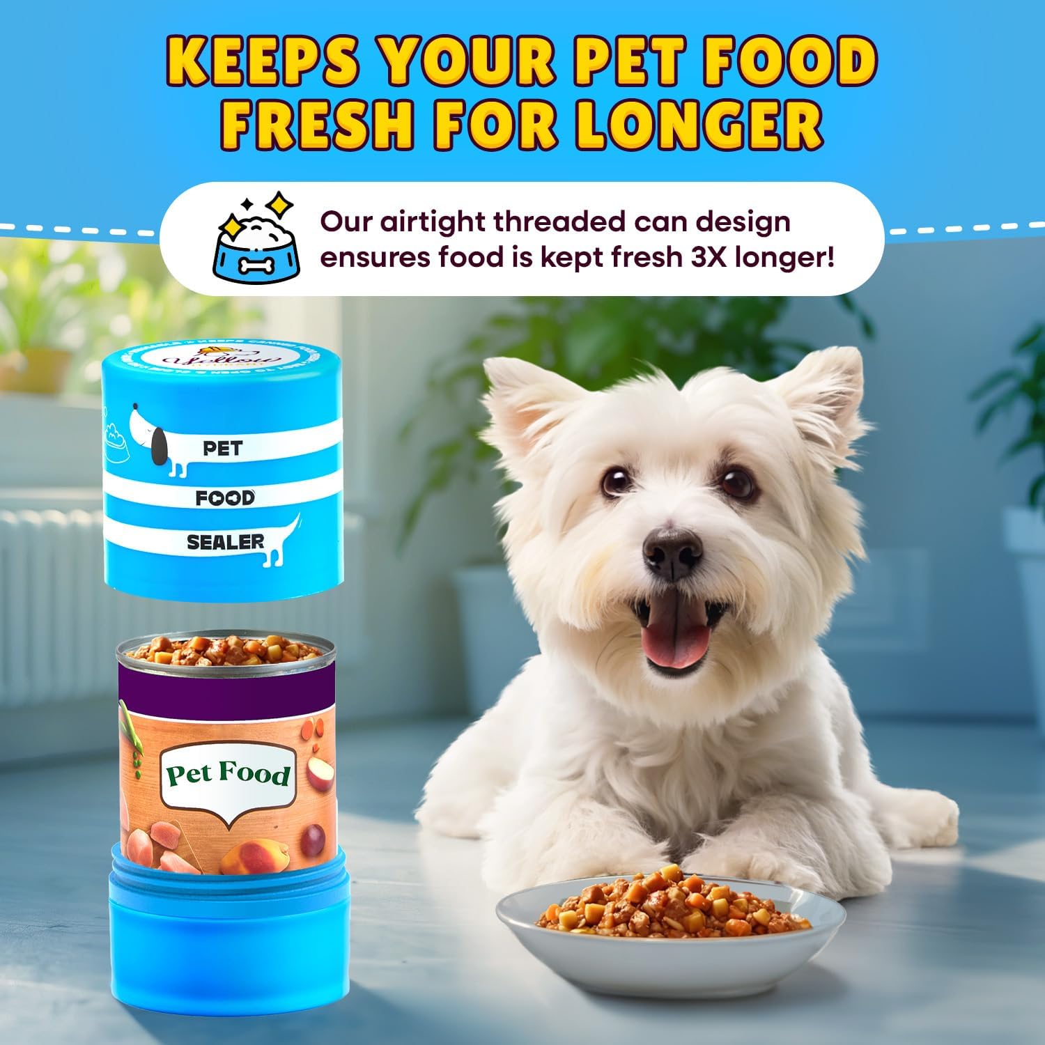 Yellow Hydrant The Original Canned Dog Food Storage Container (2 Pack) Patent Pending Reusable Airtight Can Cover Pet Food Sealer - Keeps Dog Food Can Fresh in the Fridge, Eliminates Odor