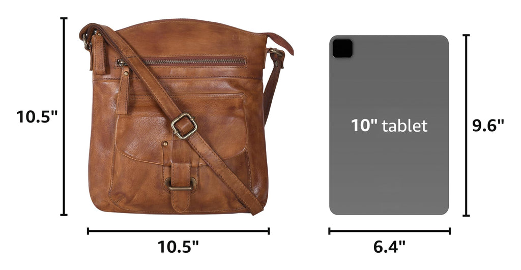 Oak Leathers Leather Crossbody Bag For Women With Adjustable Sling Strap - Medium Size Crossover Shoulder Handbag Purse (Tan Wash)