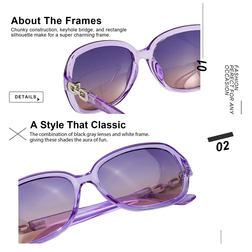 SIPHEW Women's Polarized Sunglasses - Wrap Around Stylish Square Oversized Frame w UV Protection Sun Glasses for Women