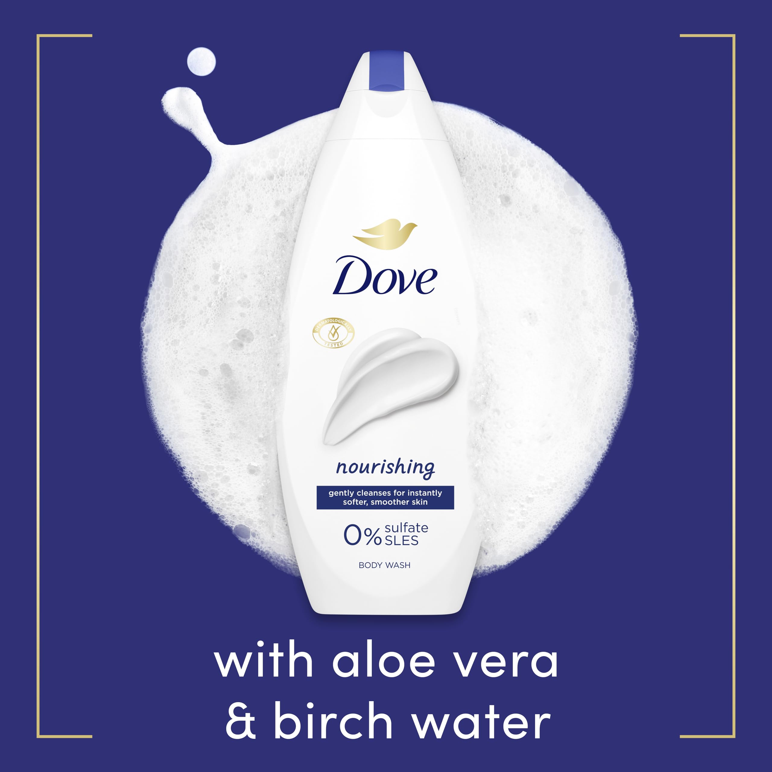 Dove Nourishing Body Wash Body Cleanser shower gel with plant-based moisturisers for softer, smoother skin after one shower 6x 225 ml