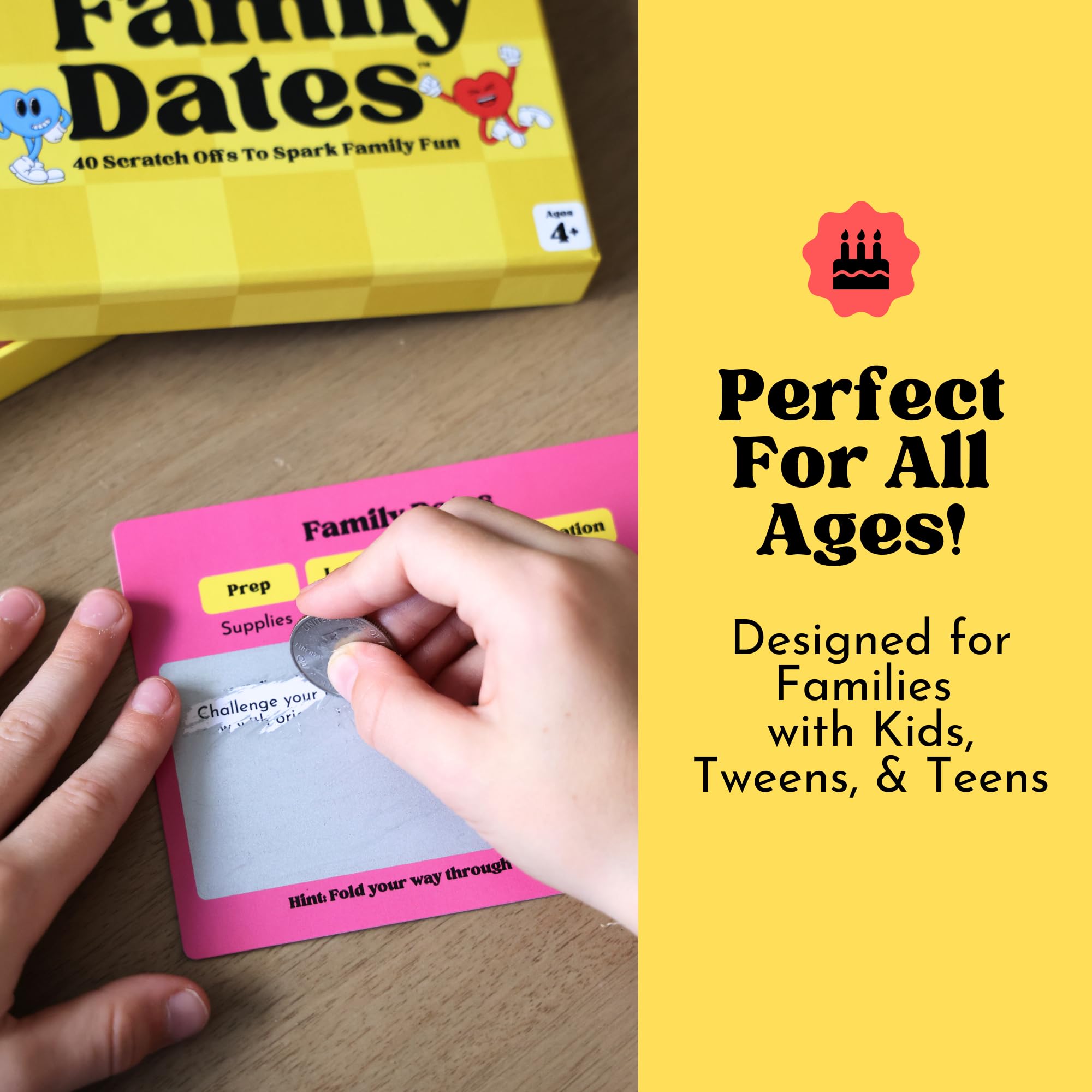 Happy Duo Family Dates 40 Scratch Off Cards – Fun Activities & Date Night Ideas for Kids and Parents – Adventure Card Game for Families – Valentine Gift for Kids & Family Nights