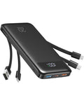 charmast 20000mAh Portable Charger with Built in Cables, 22.5W Travel Power Bank Fast Charging, USB C Cell Phone Battery Pack for iPhone 16/15/14/13/12/11 Series, iPad, Samsung, Android, Tablet
