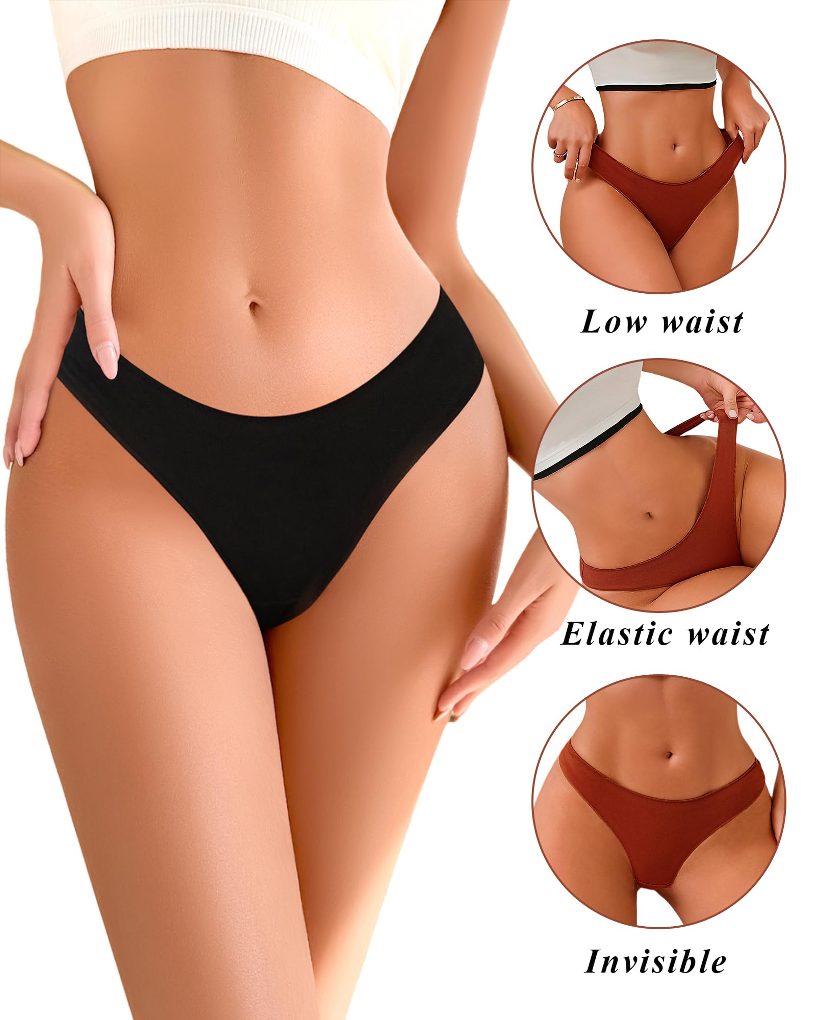 READY TO LOVE Cotton blend Underwear for Women Pack Breathable Thongs for Women Sexy Stretch Soft Womens Panties Thong M