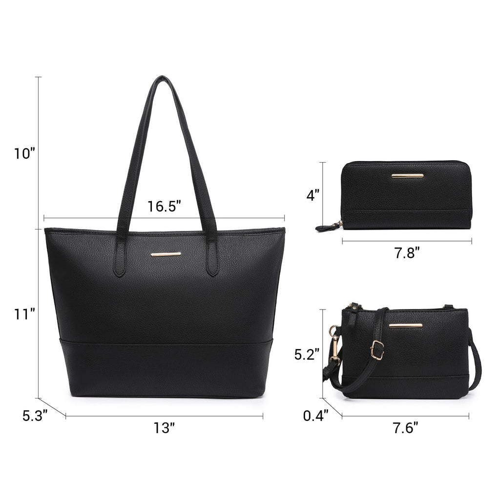VANSARTO Fashion Handbags Wallet and Purses for Women Large Work Tote Bag Top Handle Satchel Shoulder Bag 3pcs Hobo Purse Set, Black