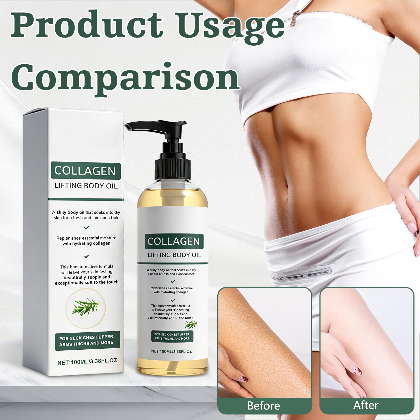 2PCS Hydrating Collagen Oil for Body & After Shower,Anti Aging Moisturizing Body Oil,Lightweight Non-Greasy for Women & Men