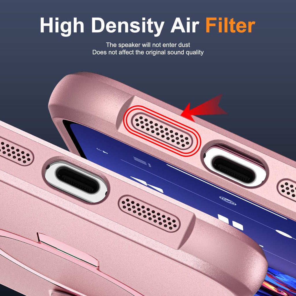 SKYLMW Compatible with iPhone 13 Case & iPhone 14 Case with Invisible Magnetic O-Ring Stand Phone Cases for 13 & 14 6.1" [Compatible with Mag-Safe][Great Grip Feeling], Rose Gold