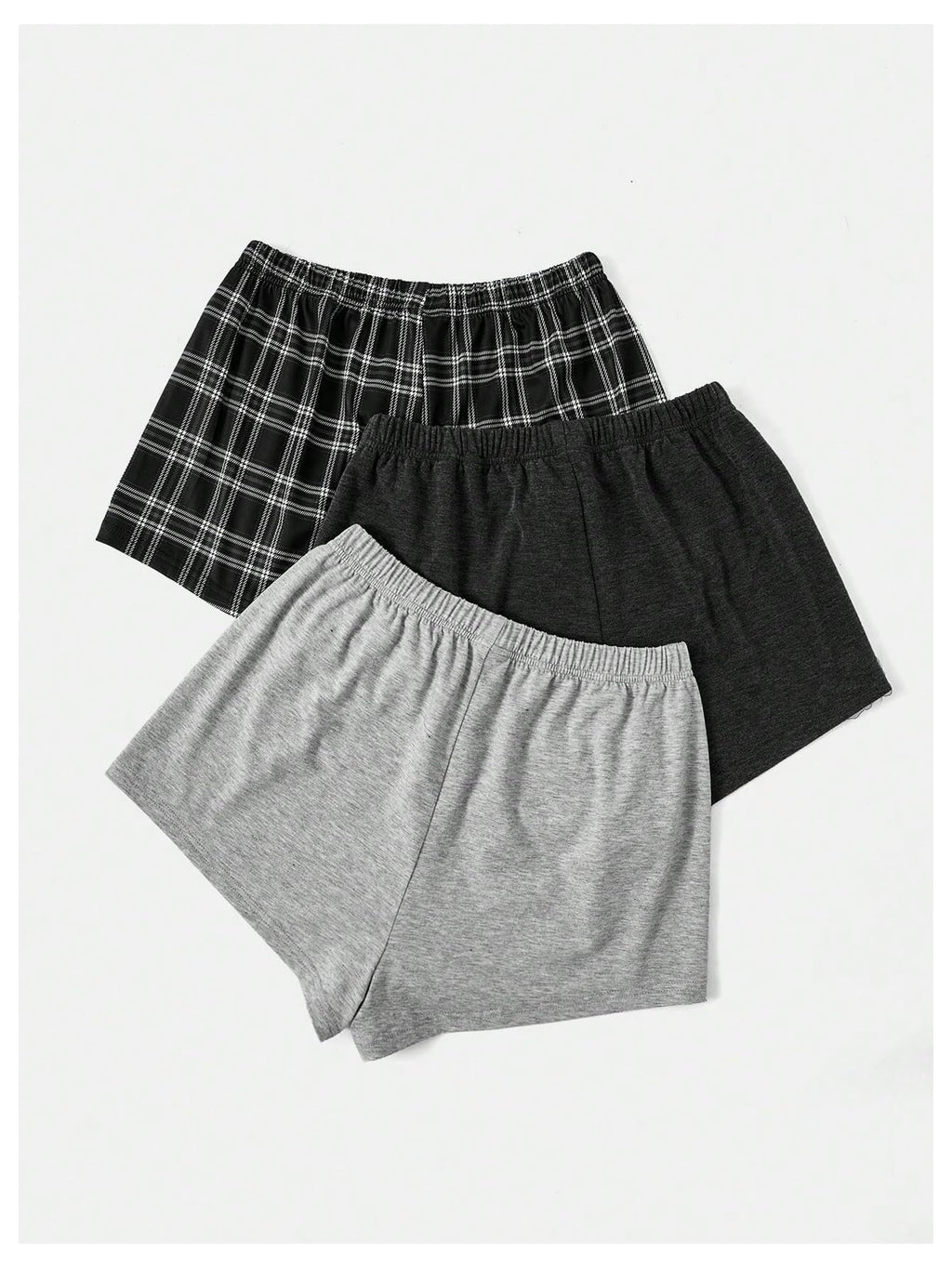 WDIRARA Women's 3 Pack Plaid Letter Graphic Pajama Shorts Elastic Waist Pj Lounge Shorts Multicolor Small