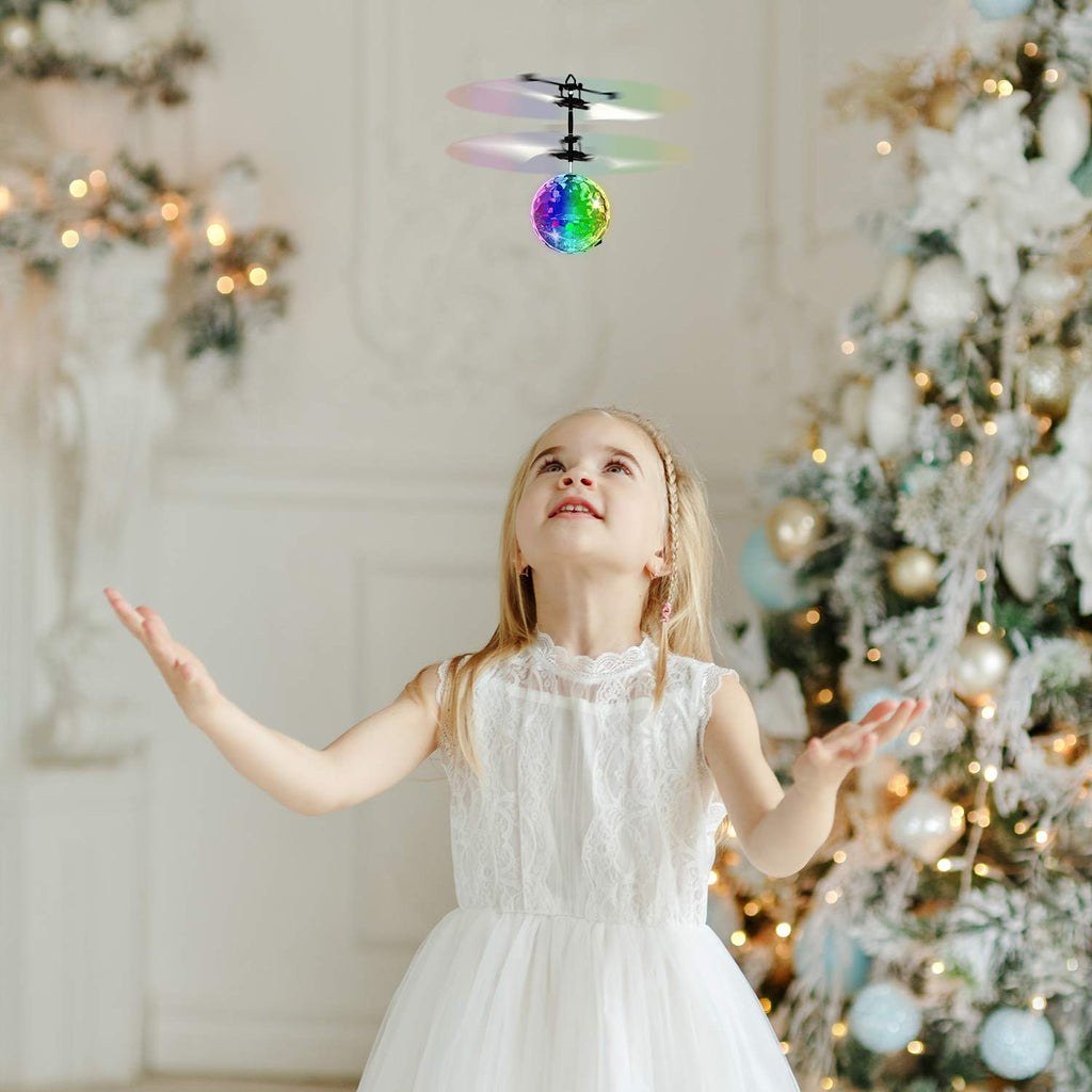 STREET WALK Flying Toy Ball Infrared Induction RC Flying Toy Built-in LED Light Disco Helicopter Shining Colorful Flying Drone Indoor and Outdoor Games Toys for 6 7 8 9 10 Year Old Boys and Girls