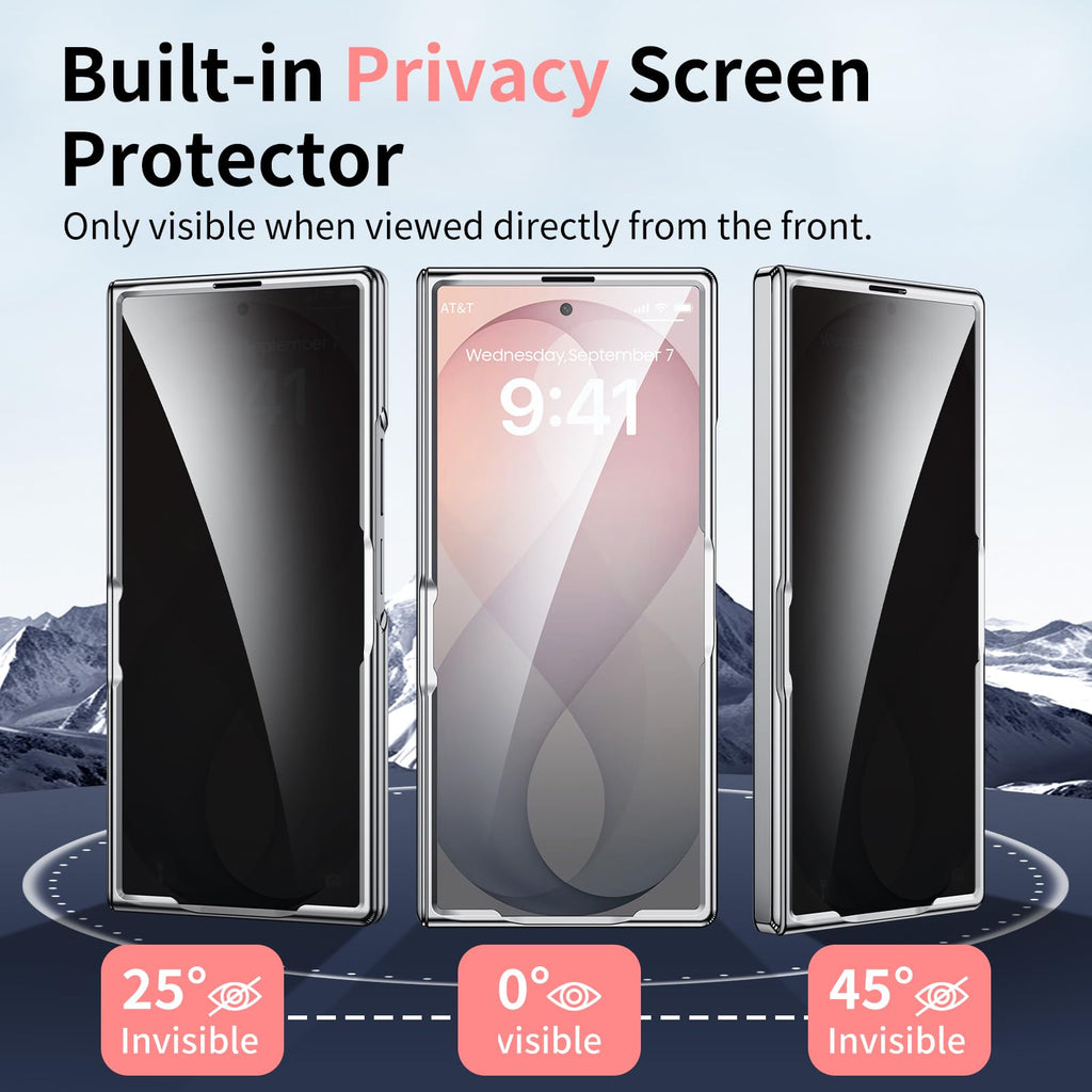 for Galaxy Z Fold 8 Ultra Case Clear with Privacy Screen Protector [Hinge Protection],Fit for Magsafe,Magnetic Kickstand & Ring Holder for Samsung Zfold 8 Ultra Case Silver