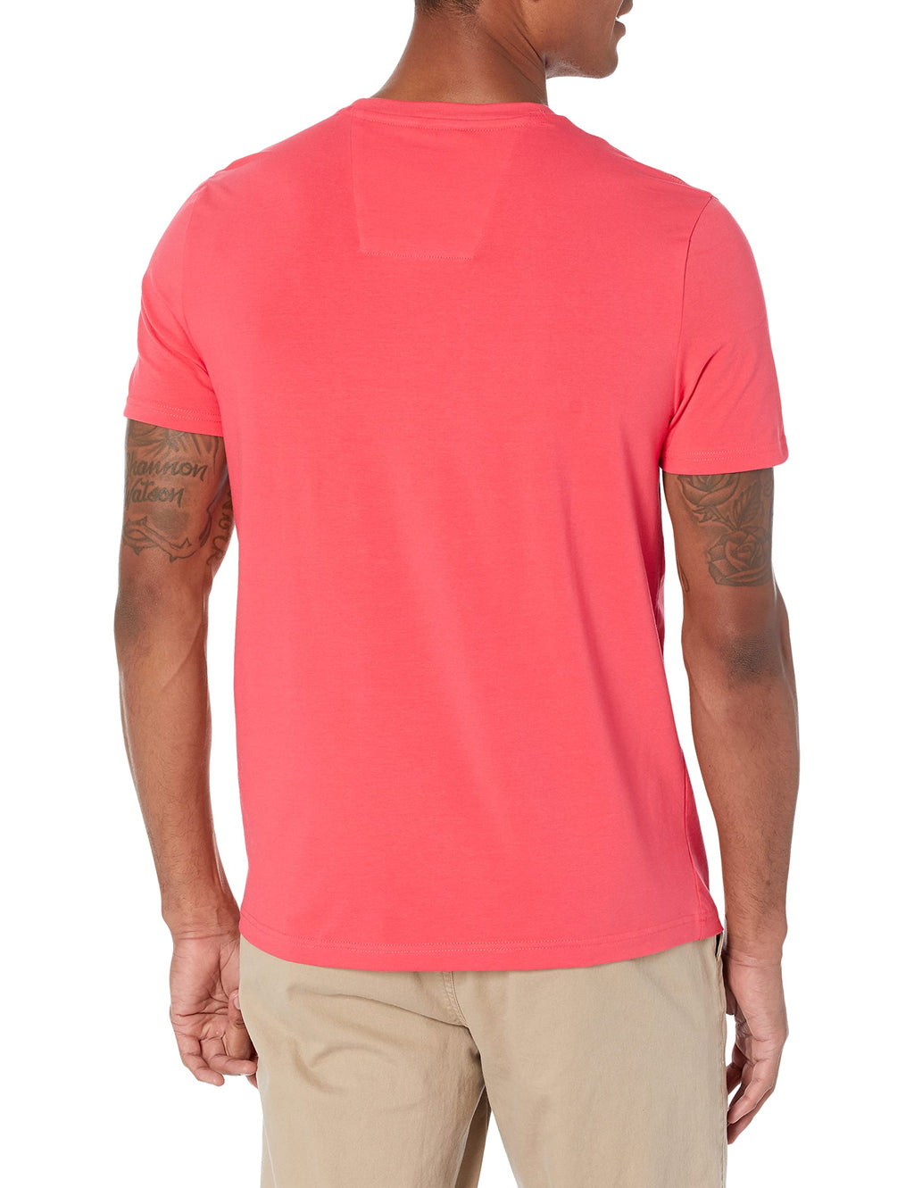 Nautica Men's Solid Crew Neck Short Sleeve Pocket T-Shirt, Melon Berry, X-Large