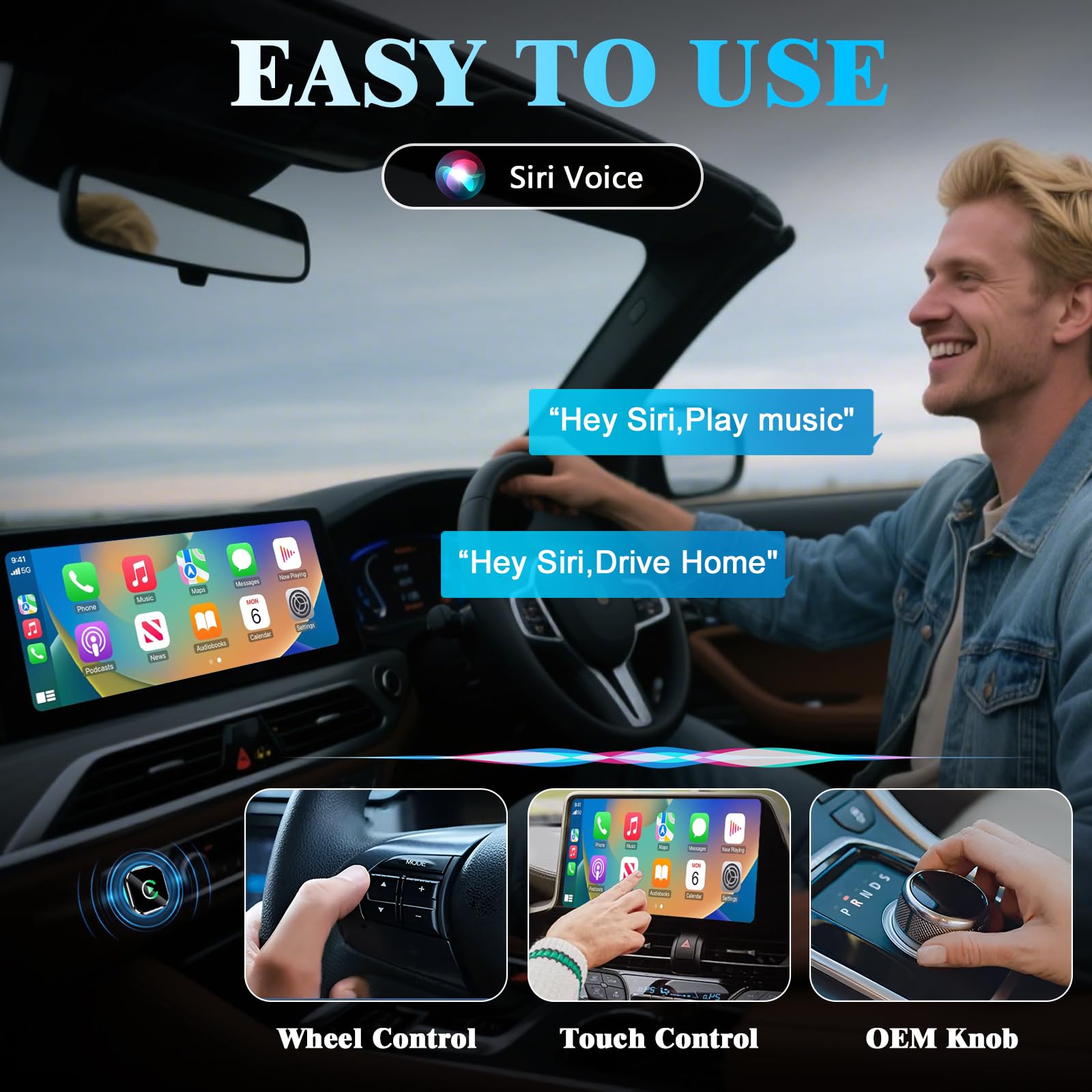 Wireless CarPlay Adapter, 2026 Upgraded Wired to Wireless for Apple CarPlay & Android Auto, Mini USB Design Car Play Adapter with Type-C Extension, Plug and Play, Stable Connection & No Latency