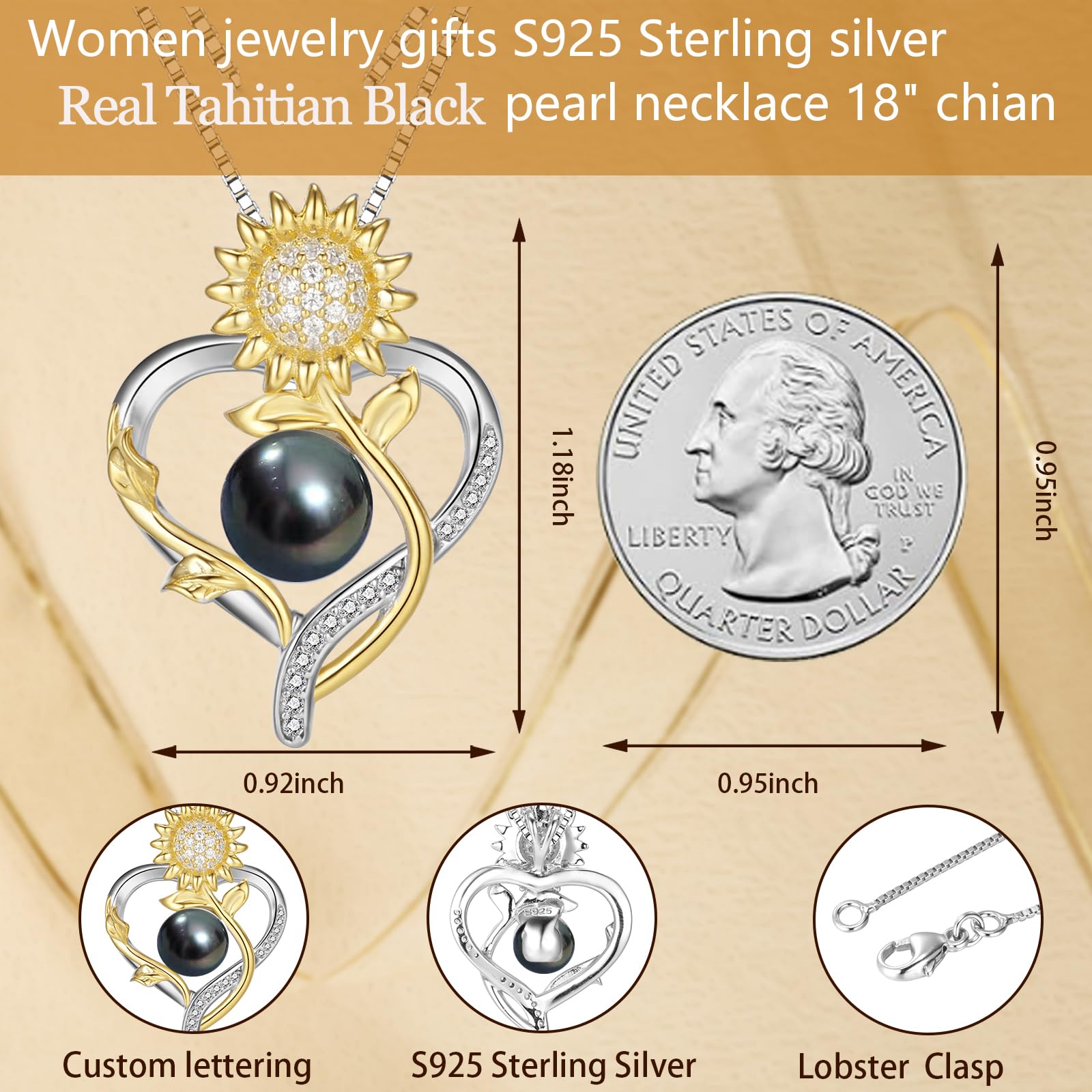 LEIDANY Anniversary Birthday Gifts for Wife Necklace for Women Jewelry Tahitian Black Pearl Necklace Valentine's Christmas Day Mothers Day Build Your Mom Wife Girlfriend Best Gifts for Women