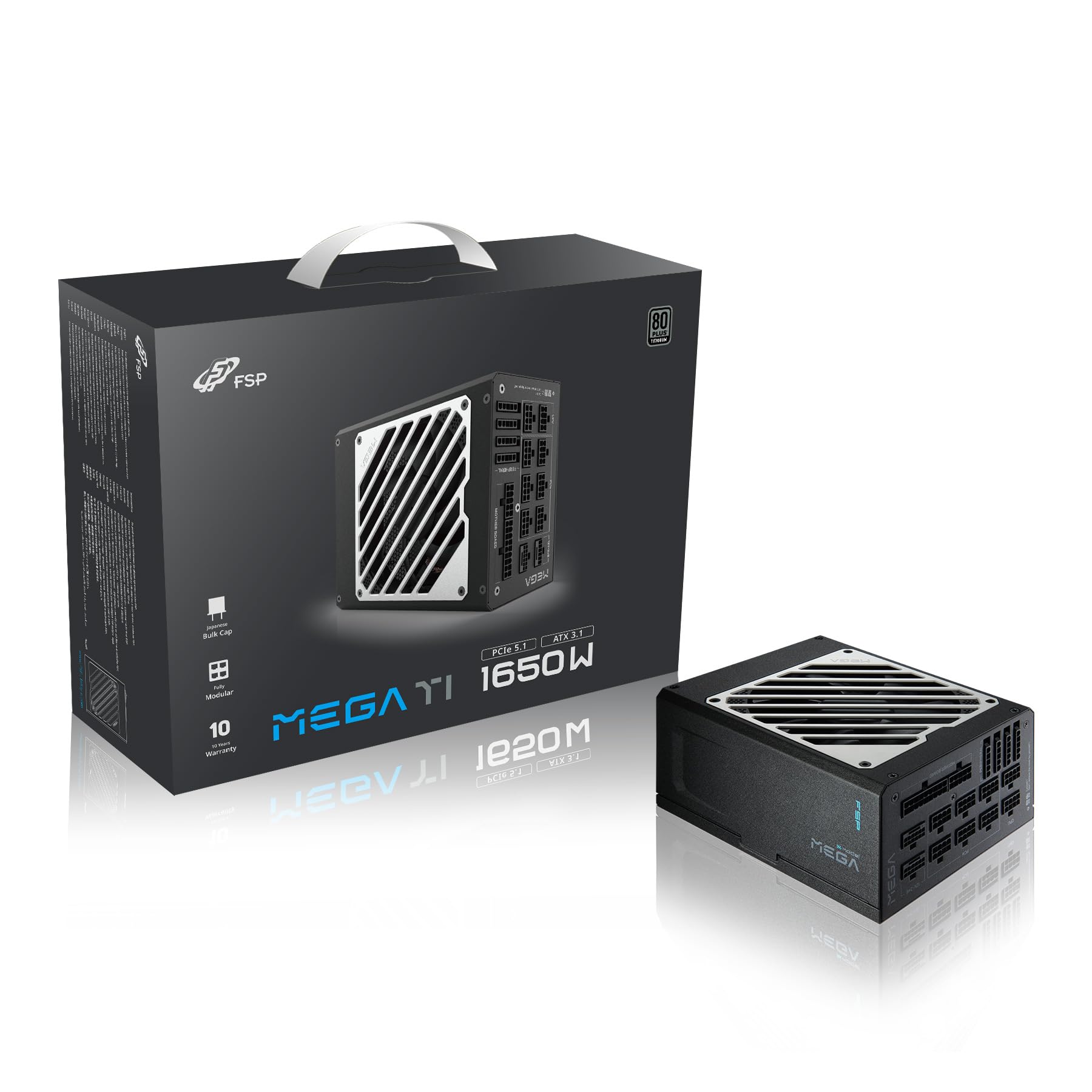 FSP MEGA TI 1650W Power Supply, 80 Plus & Cybenetics Titanium, Lambda A++, ATX3.1 & PCIe 5.1 (12V-2x6), Full Modular (MEGA-1650W)
