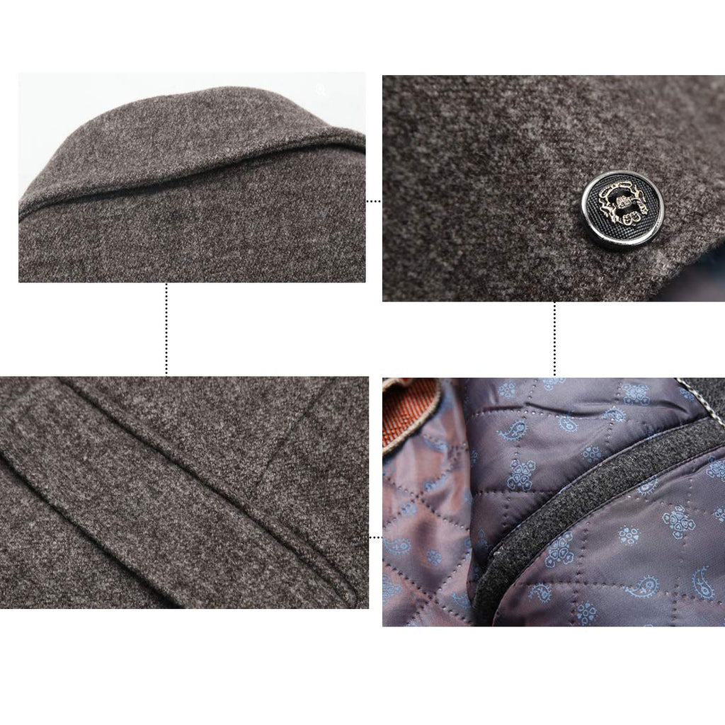 INVACHI Mens Wool Blend Coat Winter Trench Coat with Detachable Soft Scarf Single Breasted Overcoat