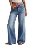 Trendy Queen Women's Wide Leg Jeans High Waisted Baggy Pants, Blue, 12