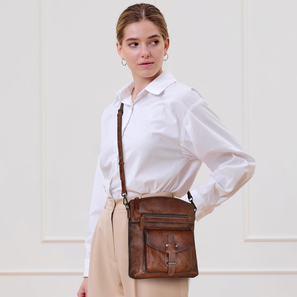 HESHE Leather Crossbody Bags for Women Shoulder Handbags Satchel Purse(CE)