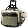 LOVEVOOK Rolling Laptop Bag Women, 17.3 Inch Laptop Briefcase with Wheels for Work Travel Business, Underseat Carry On Luggage Case,Green-Beige