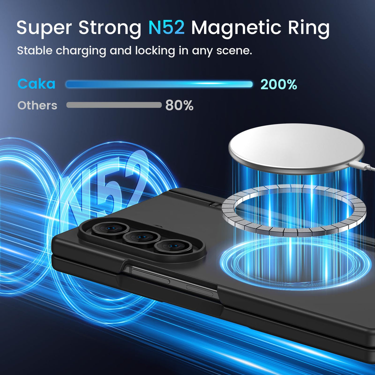 Magnetic for Samsung Galaxy Z Fold 8 Ultra Case with Hidden Kickstand Black
