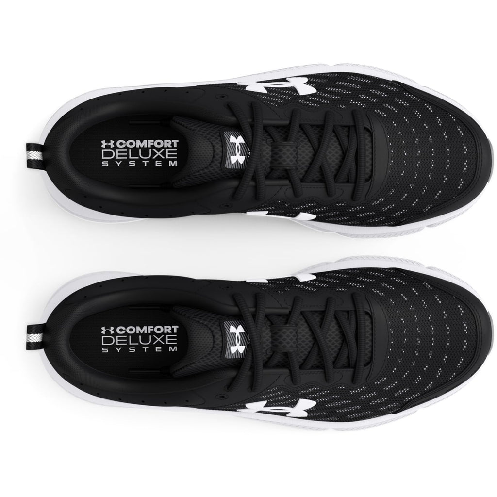 Under Armour Men's Charged Assert 10 Shoes, (001) Black/Black/White, 10.5