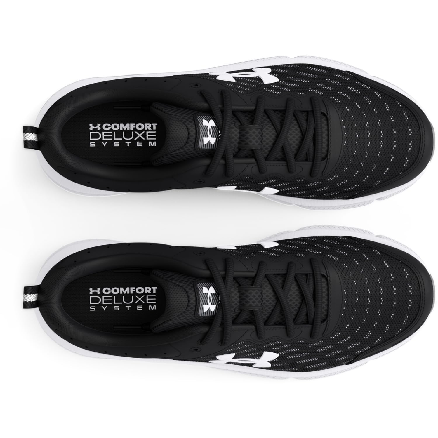 Under Armour Men's Charged Assert 10 Shoes, (001) Black/Black/White, 10.5