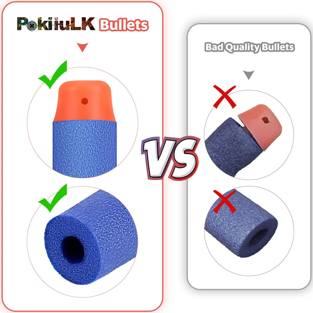 Pokiiulk Refill Darts Bullets Compatible with Nerf Guns N-Strike Elite Series, 300PCS Refill Darts Premium Foam Bullets Pack with Portable Storage Bucket