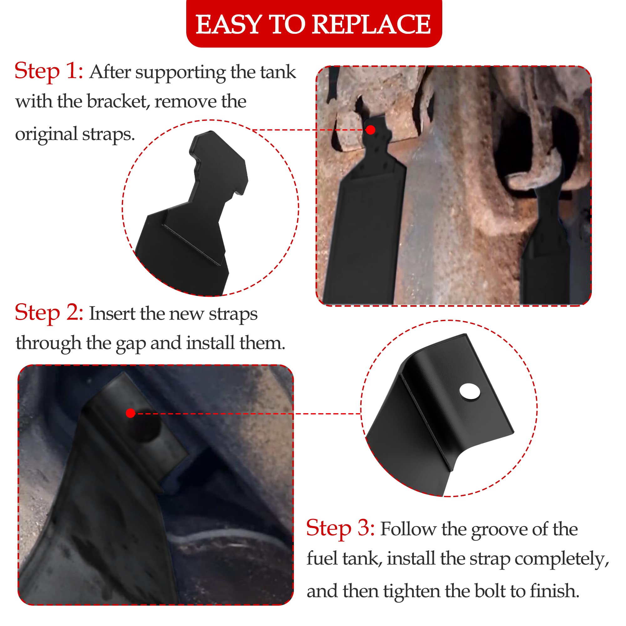 Mejiao 2PC Fuel Tank Straps Black Gas Tank Straps Gas Tank Strap Be Applicable Cadillac / Chevrolet / GMC Models