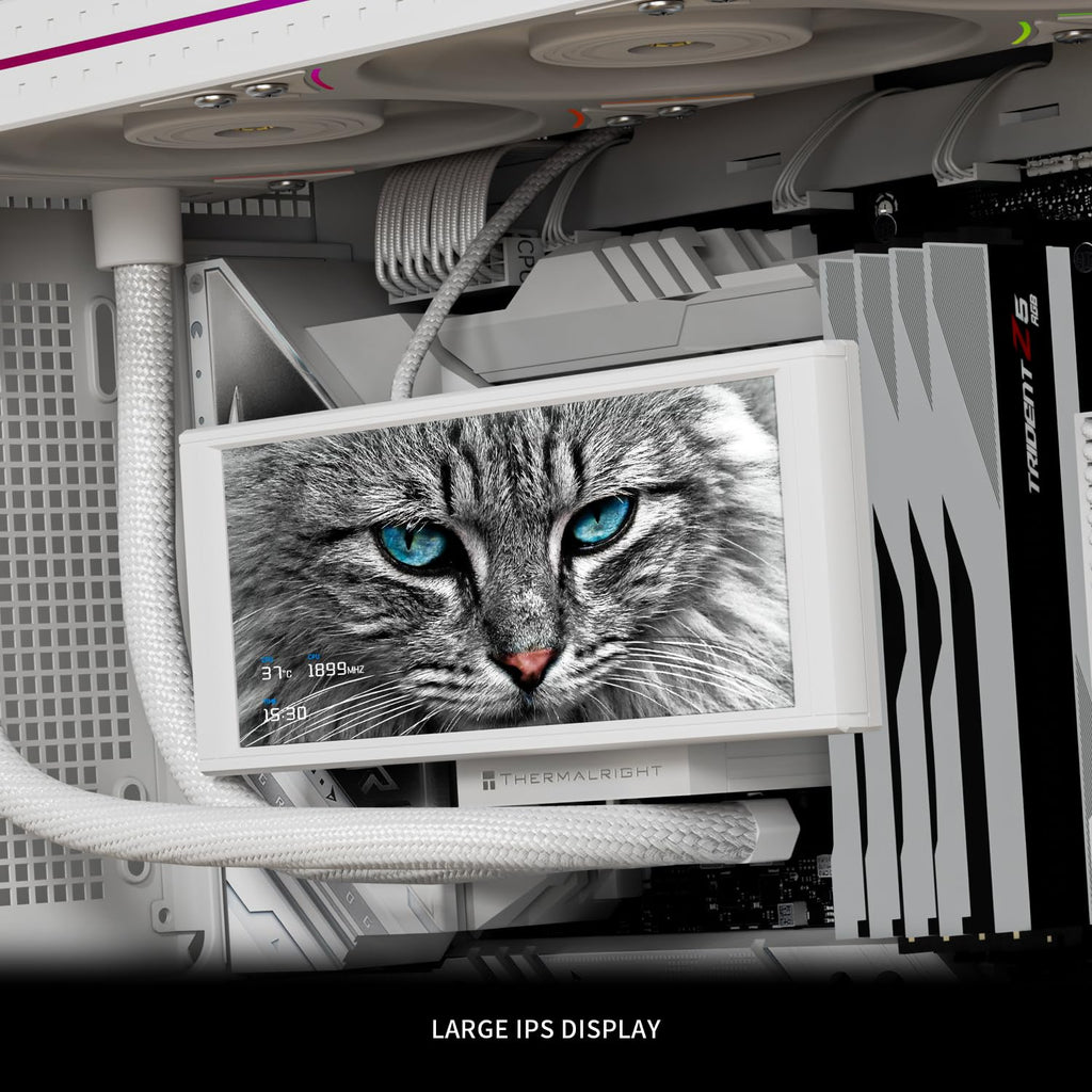 Thermalright Trofeo Vision 360 ARGB White CPU Liqud Cooler,6.86-inch Magnetic IPS LCD Screen with 2400x1080 Resolution,Free to DIY a Variety of Themes,Liquid CPU Cooler for AM4/AM5,Intel lga1700/1851