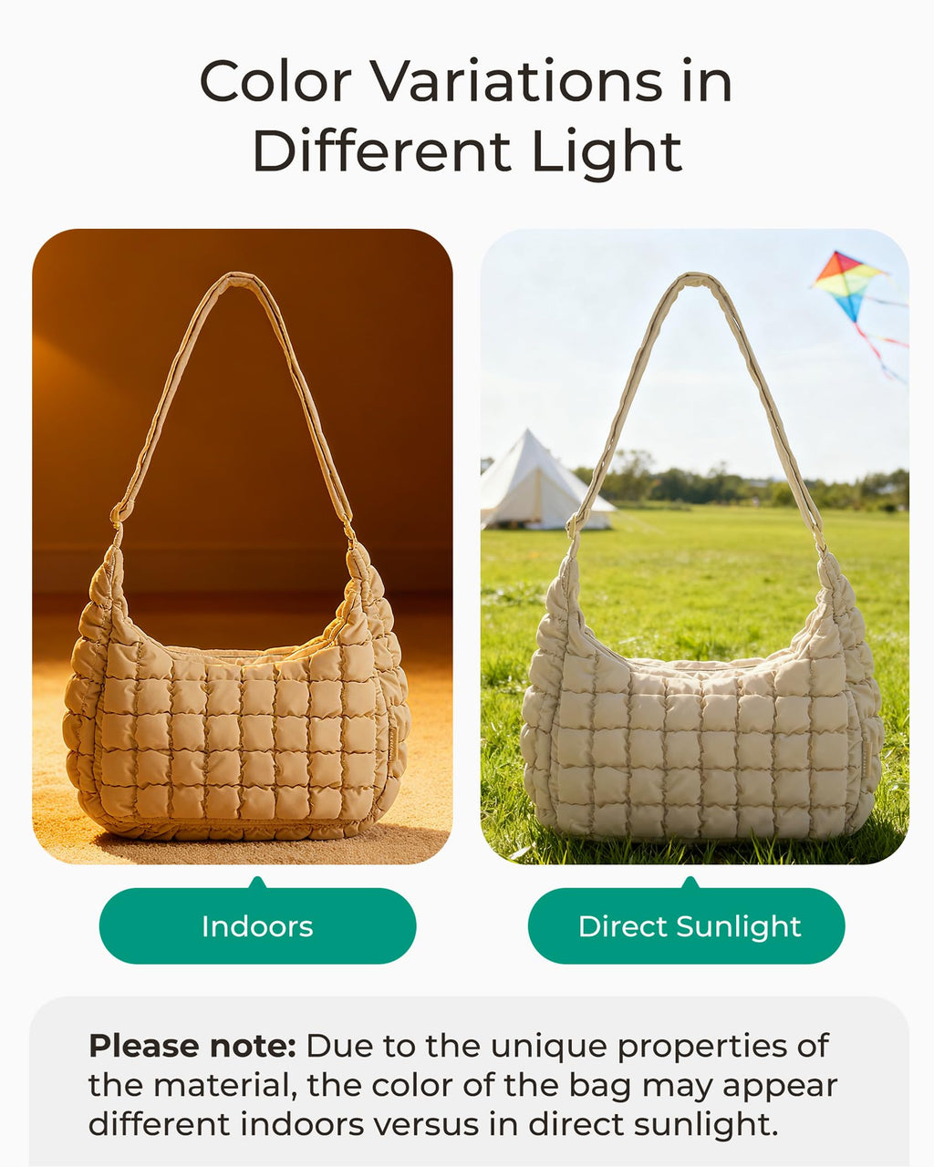 BAGSMART Crossbody Bags for Women, Quilted Puffy Purses for Women, Fluffy Travel Essentials Shoulder Hobo Bag
