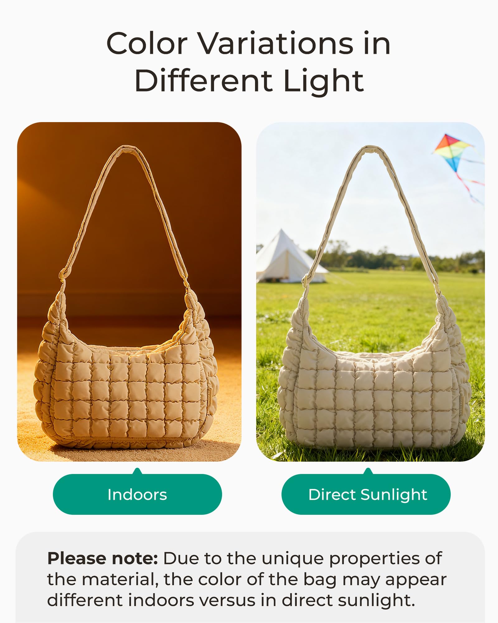 BAGSMART Crossbody Bags for Women, Quilted Puffy Purses for Women, Fluffy Travel Essentials Shoulder Hobo Bag